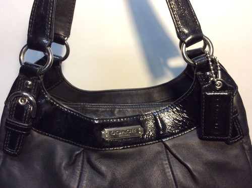 COACH HANDBAG SHOULDER PURSE BLACK LEATHER HOBO