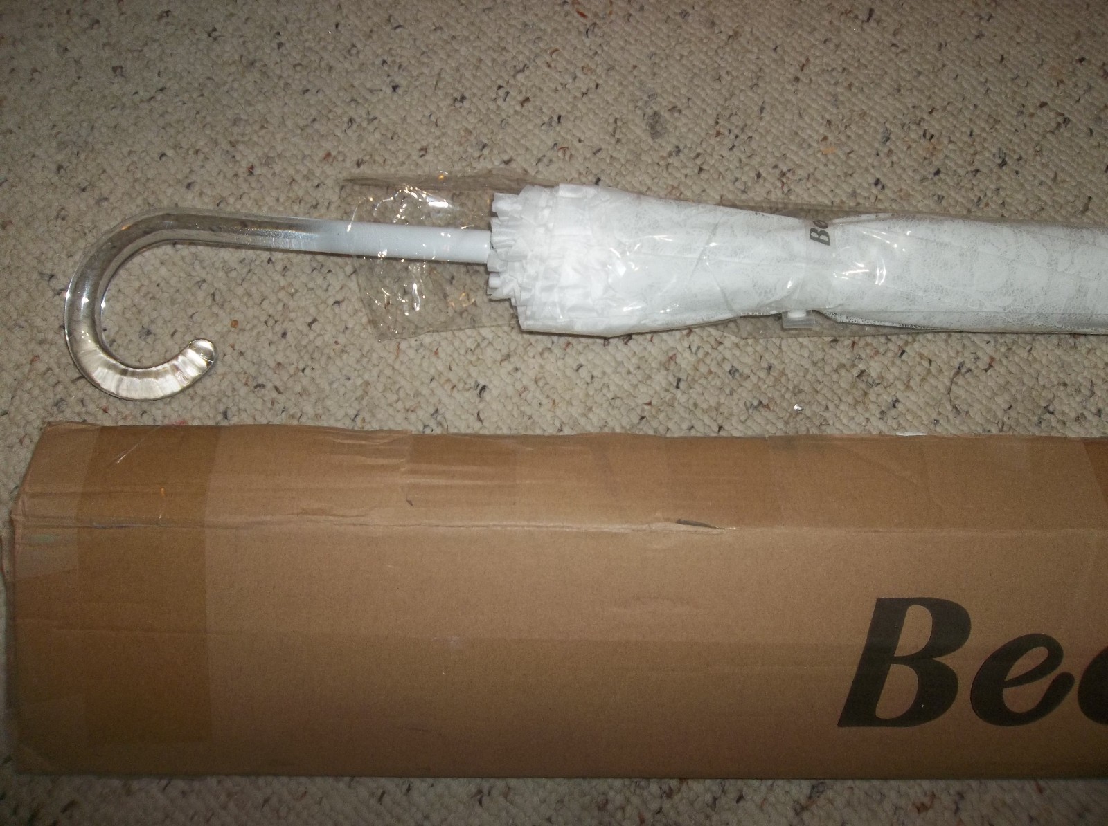 Becko Stick Umbrella / Flower and Heart Pattern Clear Canopy Bubble Umbrella / /