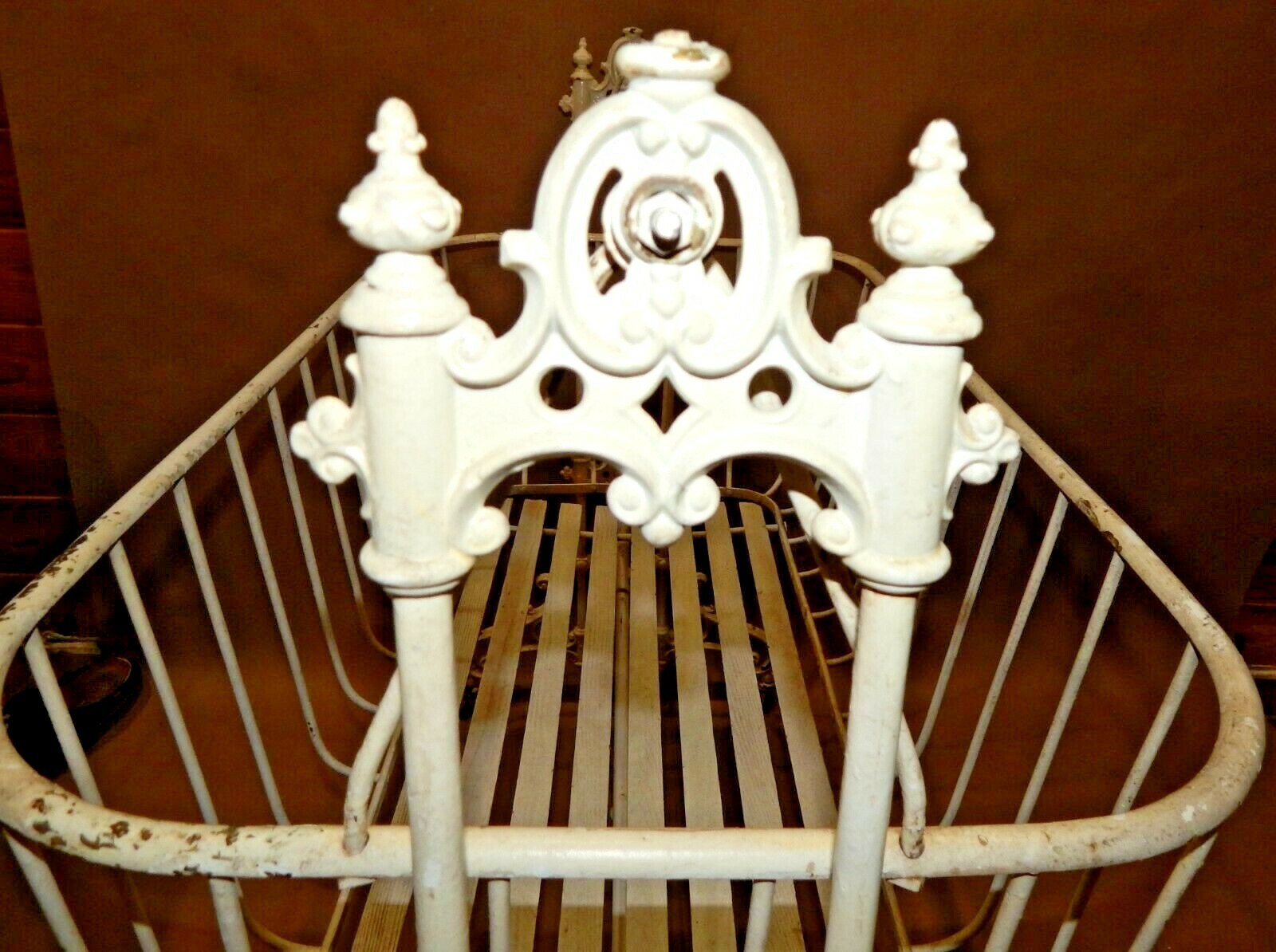 RARE Victorian baby cradle cot wrought iron rocking cradle