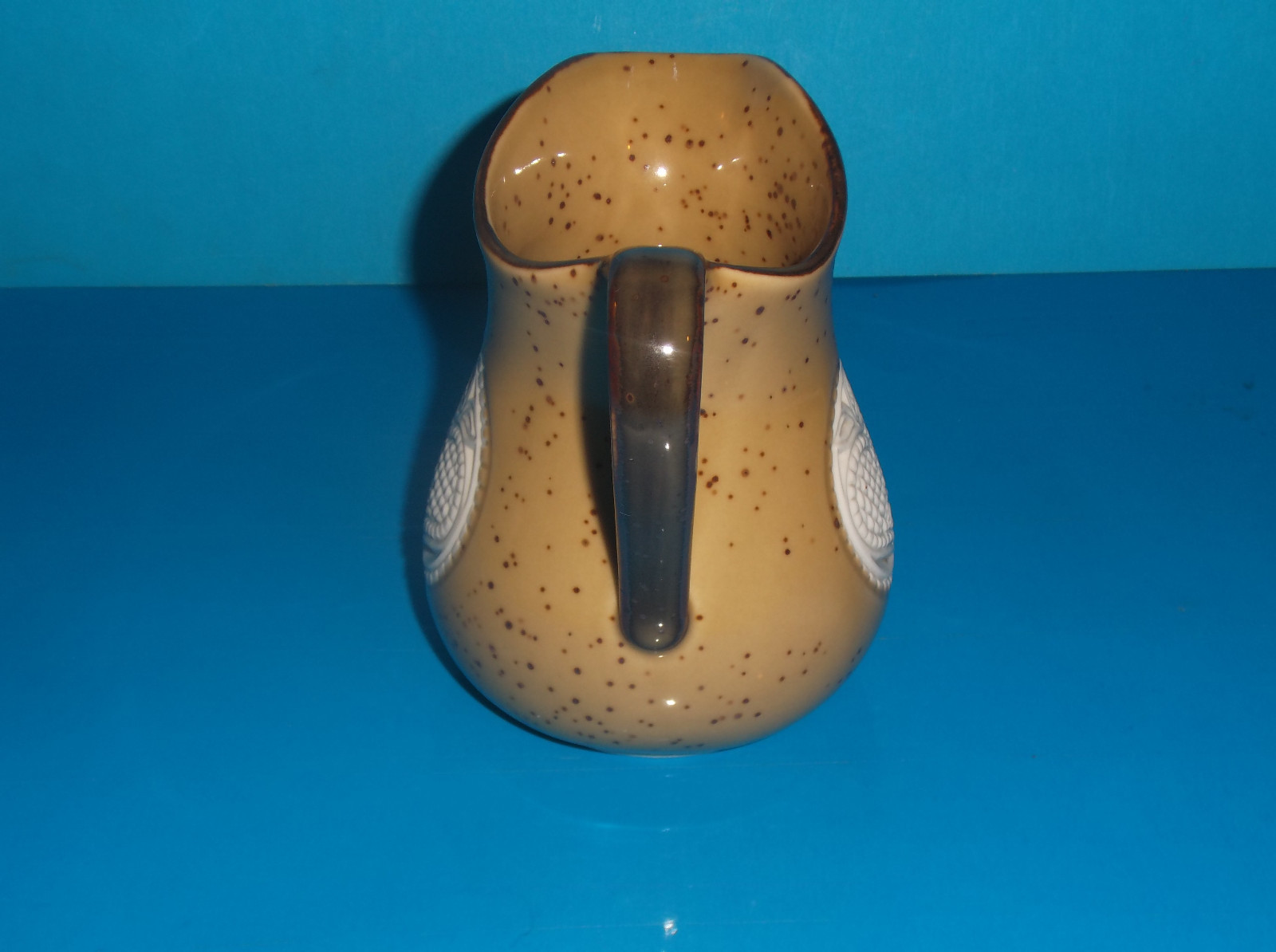 Stoneware Gravy Pitcher with Embossed White Heart 5 1/4