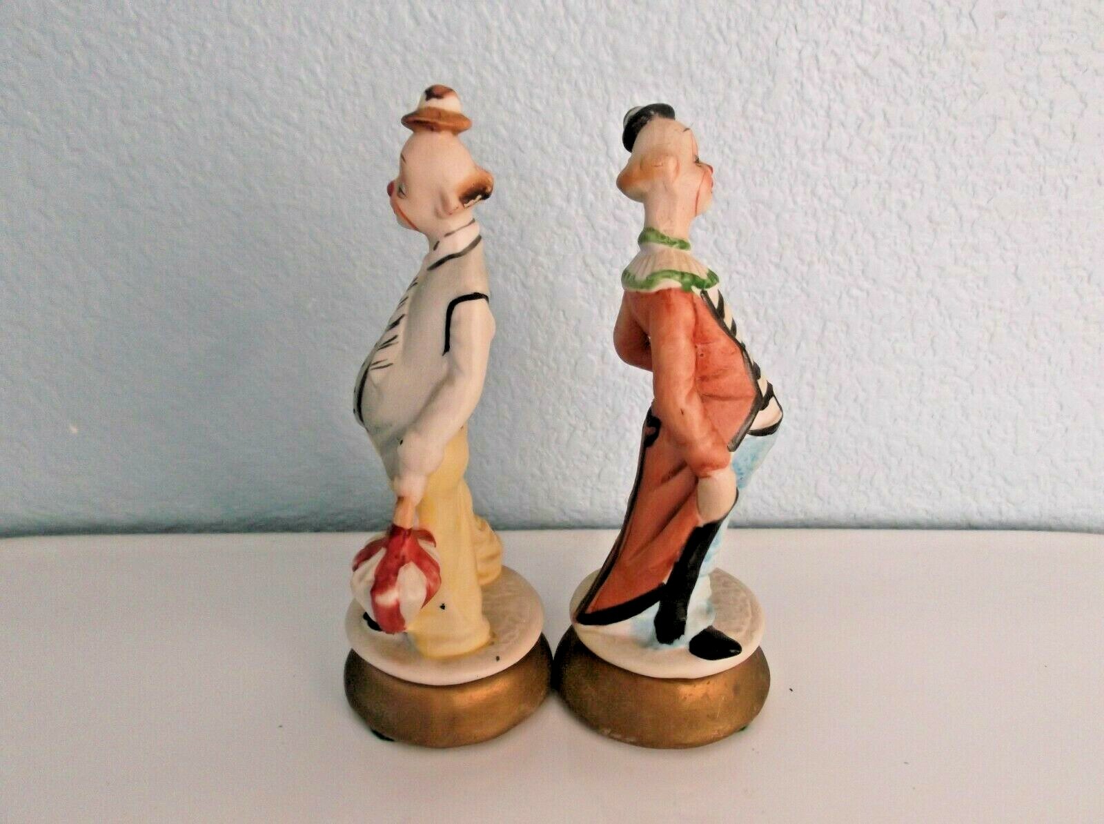 Ardco Pot Belly Clown Bisque Porcelain Figurines Vintage Set of Two