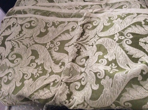 BROCADE FABRIC ~ OLIVE GREEN COLOR ~MEDIUM  WEIGHT~ 2 YDS .20 IN.  X 54 IN. WIDE