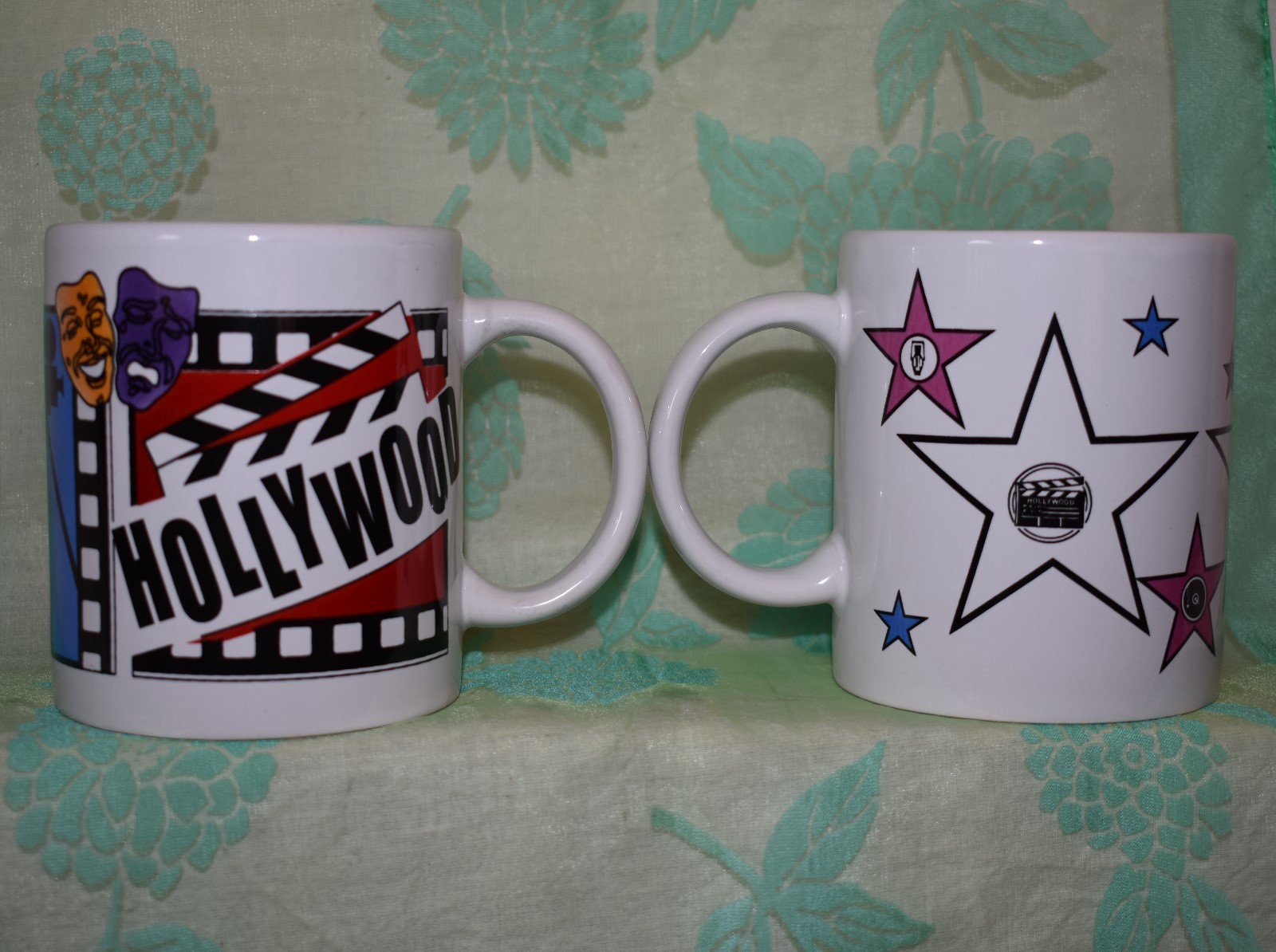 HOLLYWOOD California Coffee cup mug set of 2 souvenirs movies action stars film