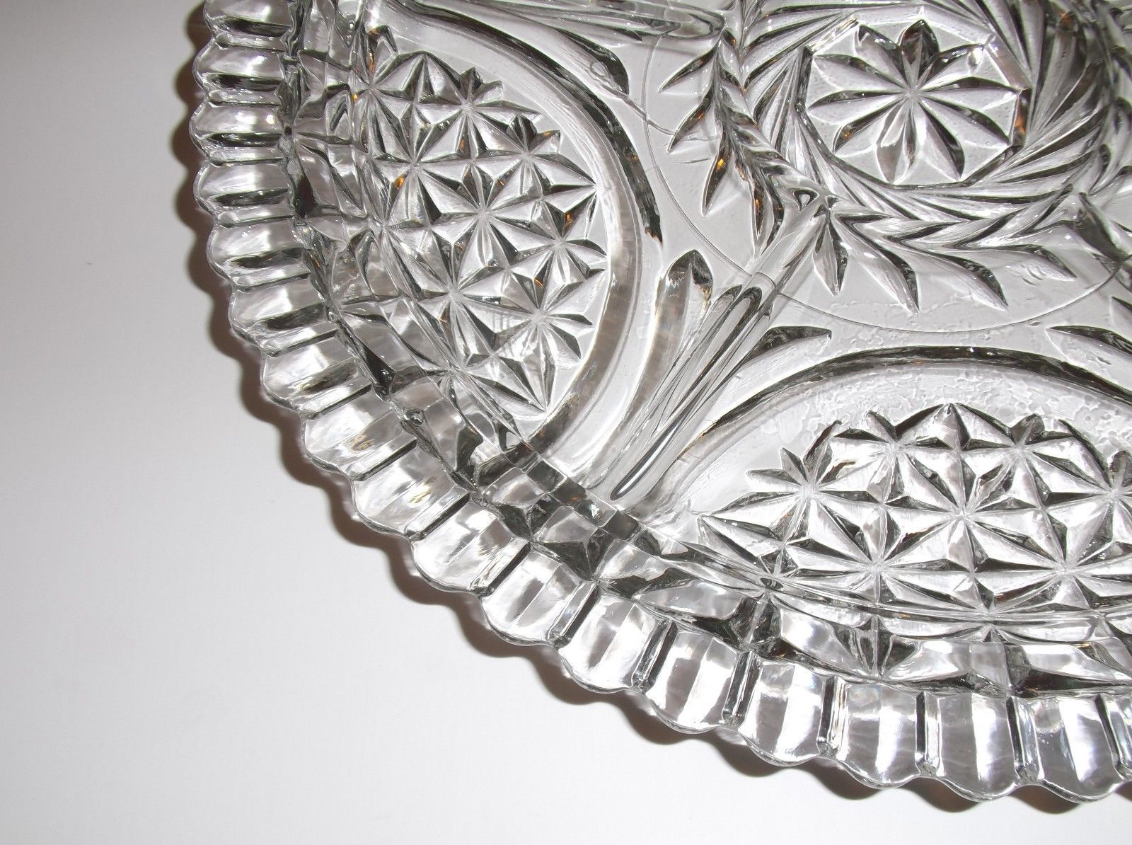 Starburst Condiment Diamond Cut Divided Glass Serving Tray 12