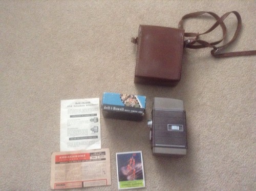 Vintage Bell & Howell 252 Movie Camera 8mm With Extra Telophoto Lens In Box