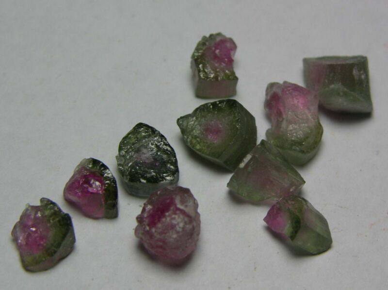 14.50ct  Afghan 100% Natural Rough Watermelon Tourmaline 10 Crystal Specimens 