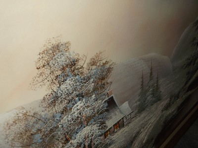 30 x 42 OIL PAINTING on Canvas WINTER SCENE SIGNED by R COOPER - SALE