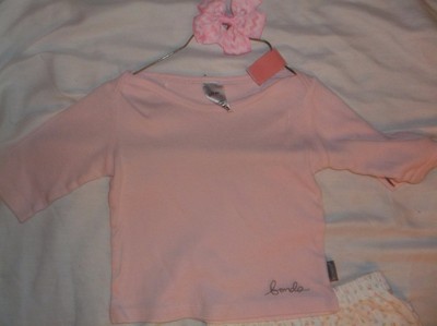 BONDS & CHILD OF MINE?OUTFIT?0-3M?Pnk Top & Pnts~Petit Flwrs,Mice,Butterflie?BOW