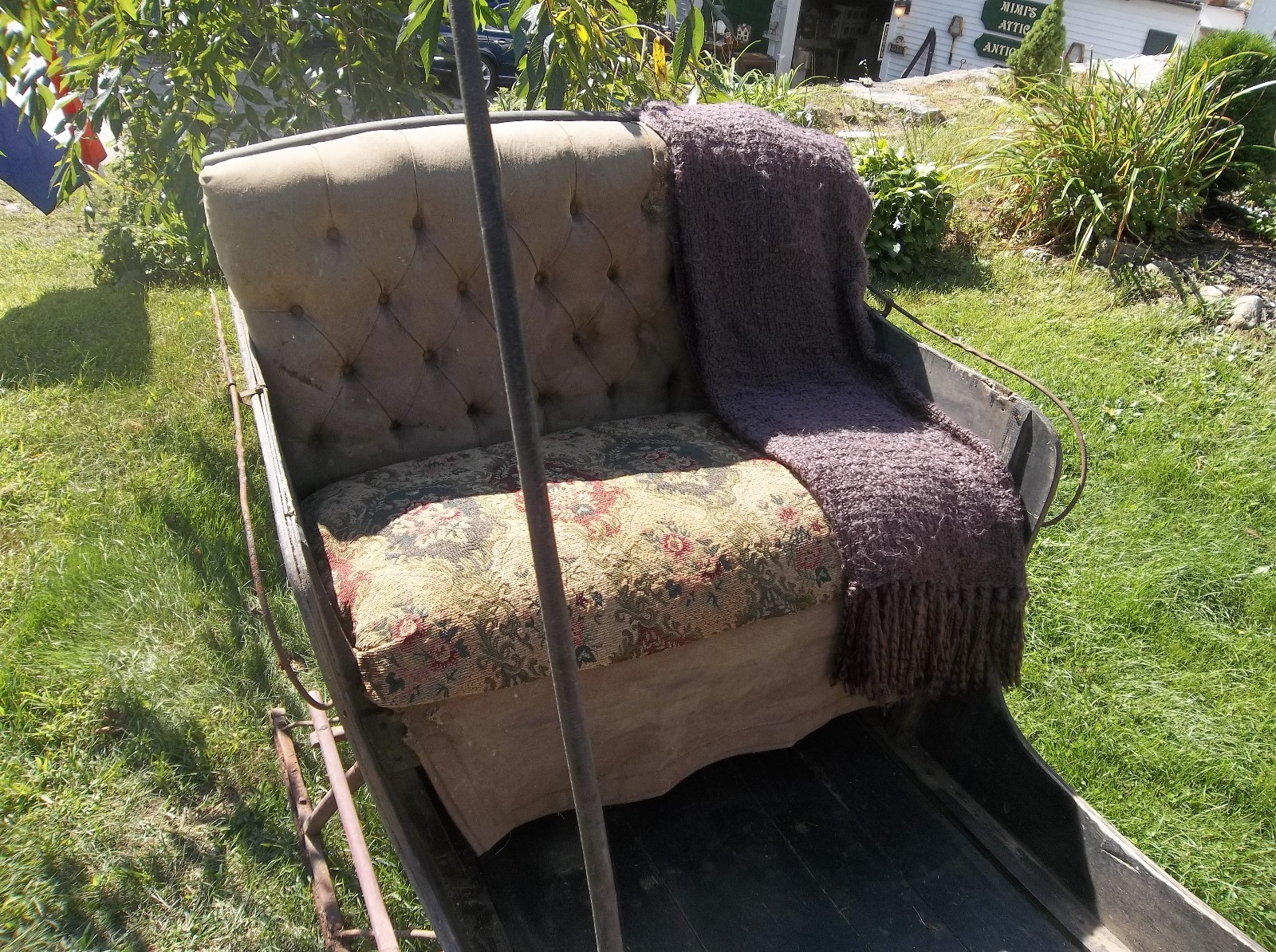 Barn Find NH Antique Sleigh with Hitch and Original Buggy Whip
