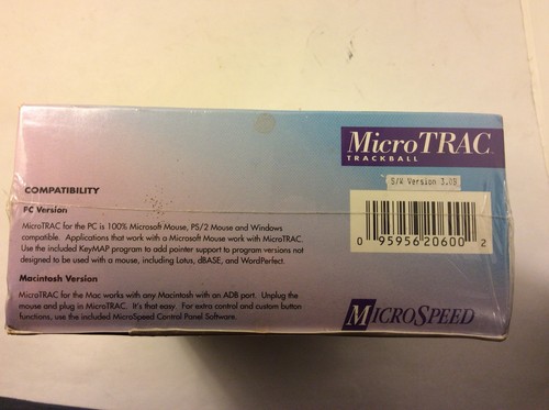 Vintage MicroSpeed MicroTRAC High Resolution Stationary Trackball Mouse PC / MAC