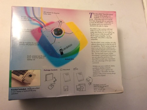 Vintage MicroSpeed MicroTRAC High Resolution Stationary Trackball Mouse PC / MAC