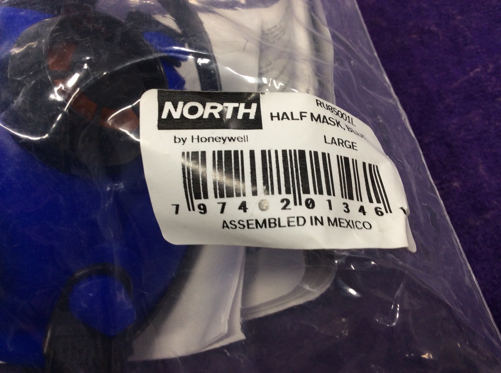 HONEYWELL NORTH Half Mask Respirator,Threaded,L, RU85001L, Blue