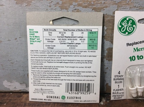 Merry Midget 5 Bulb LIGHT REPLACEMENT SETS X3 Christmas Tree Lite GE Vintage