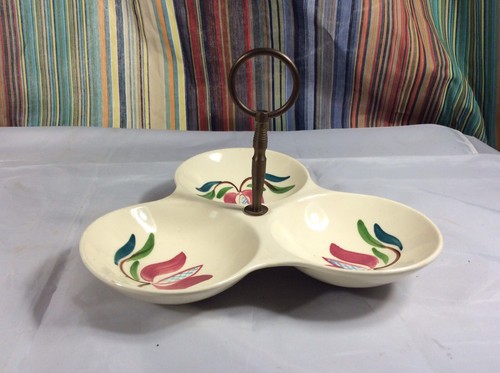 Very Rare Purinton Pottery Pennsylvania Dutch Handled Tidbit