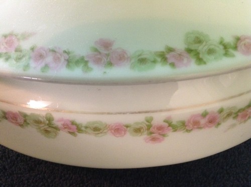 Antique Royal Bayreuth Bavaria Hand Painted Porcelain Oval Casserole Dish