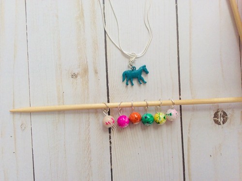 stitch markers Neckles, knitting Stitch Markers, Progress Keeper, Blue Zebra