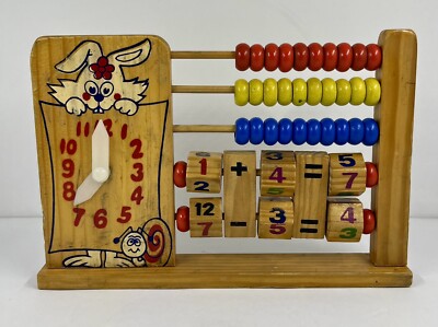 Vintage Fun Learning Educational Teacher Toy with Clock Abacus Basic Math GBB1