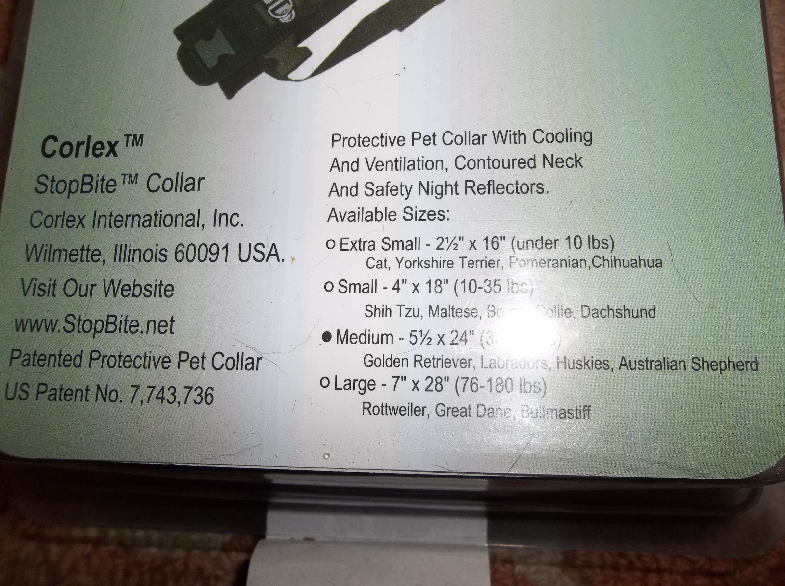 StopBite Stop Bite dog collar size Medium 35-76 lbs Corlex