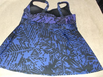 Liz Lange Maternity Tankini Top Size S  Padded  NWT Black/Purple-Blue/Multi