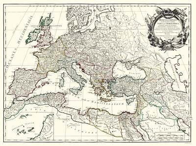 Historic Map - Roman Empire Europe - Vaugondy 1757 - 32.83 x 23