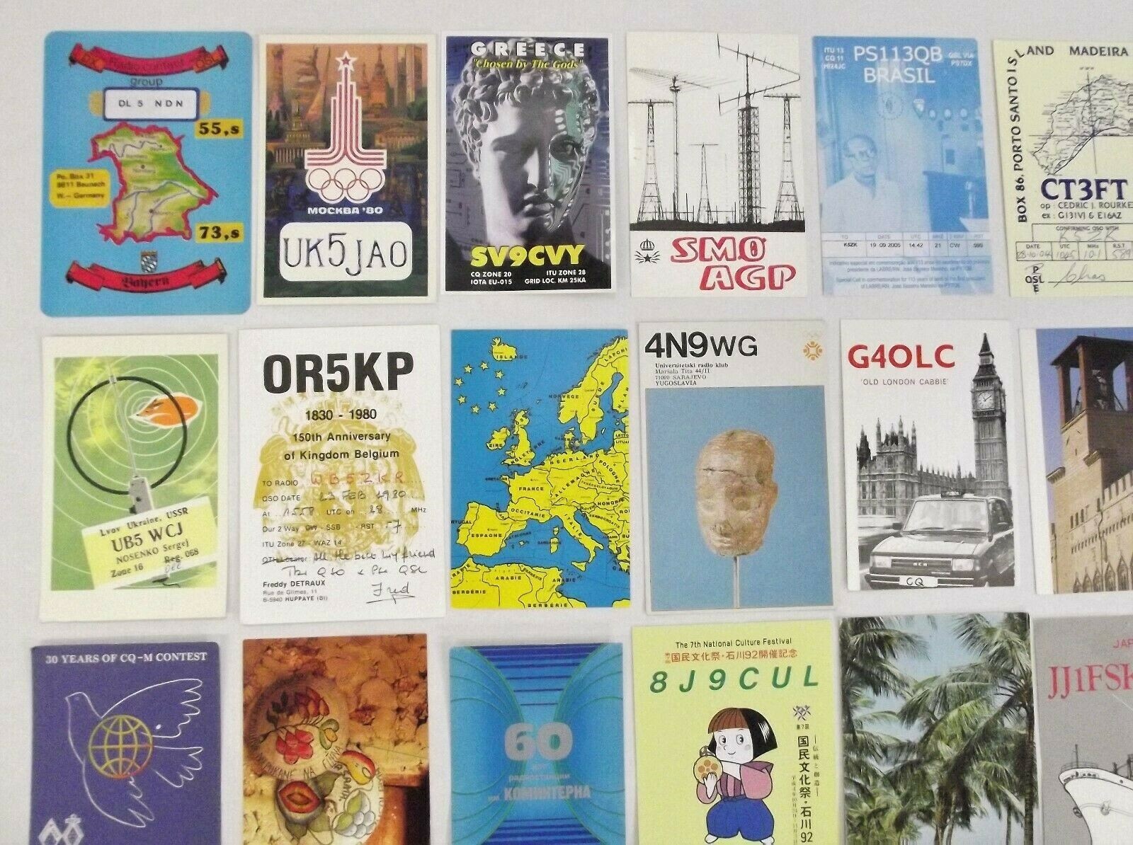Junk Journal Ham Radio Cards Vintage Craft Lot 28 Postcards Worldwide # 302HRPL