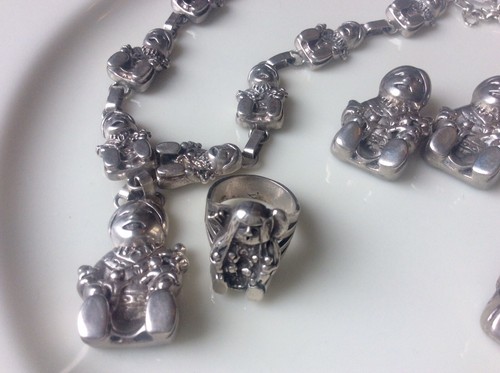 Carol Felley 4 Piece Sterling Silver Squash Blossom STORYTELLER Jewelry Set