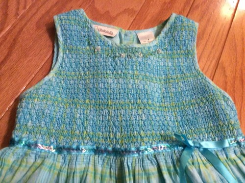 Lovely Smocked Aqua/Green Plaid Dress By YOUNGLAND...SZ: 6...