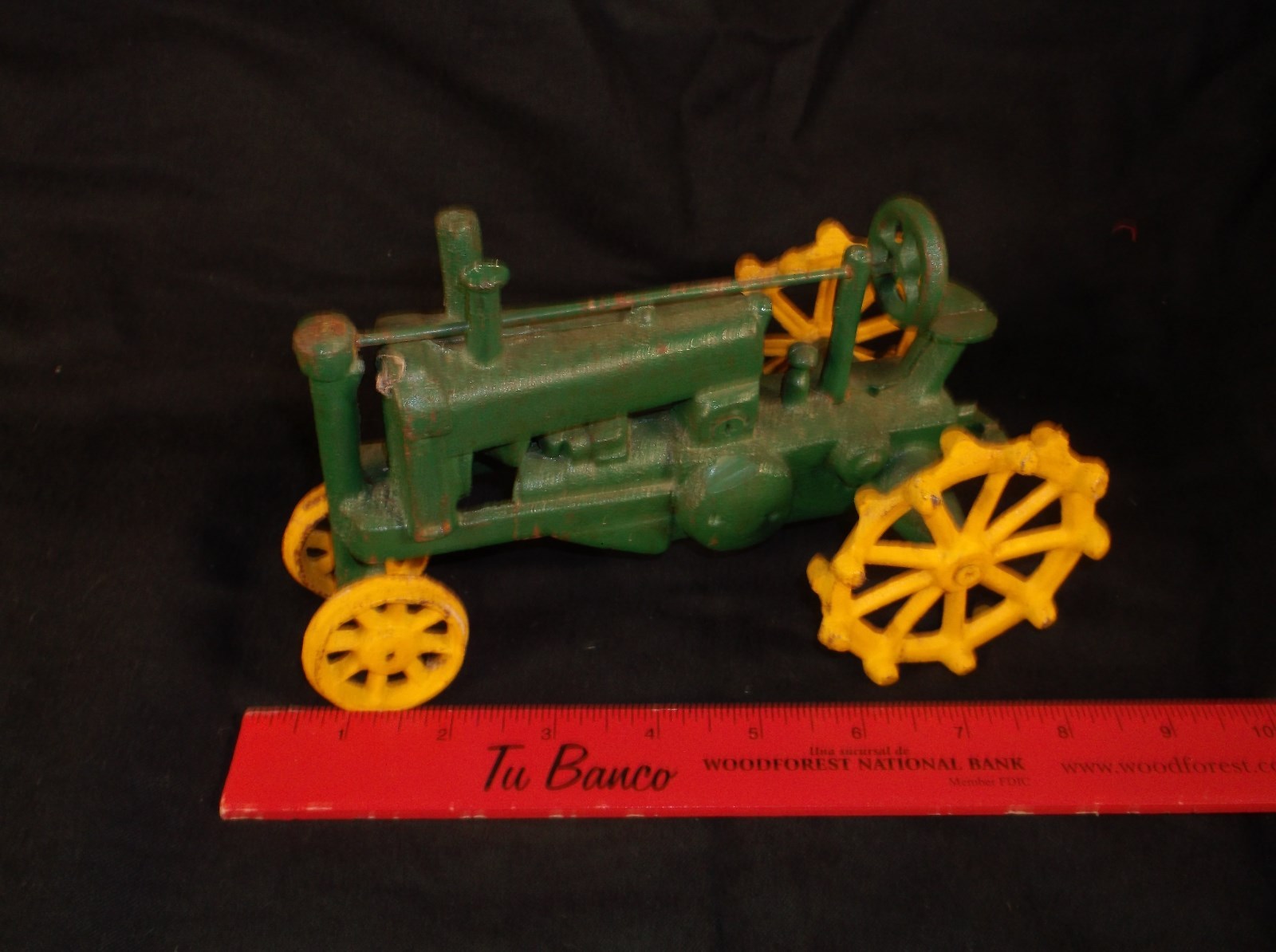Cast Iron Reproduction John Deere DP Green Farm Tractor Yellow Tires 8