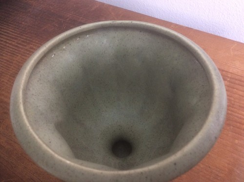 VINTAGE Haeger USA Sage Green Speckled Pedestal Ceramic Planter Vase