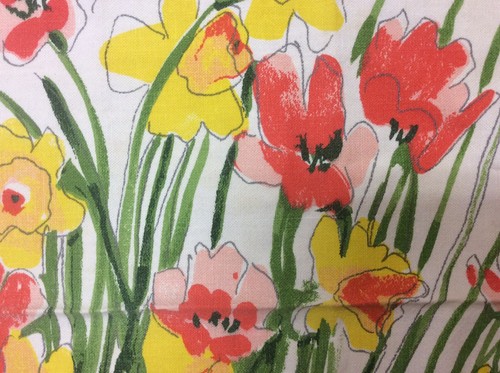 VINTAGE VERA NAPKINS SET OF 4 FLORAL YELLOW PINK CORAL GREEN GRASS FEW STAINS