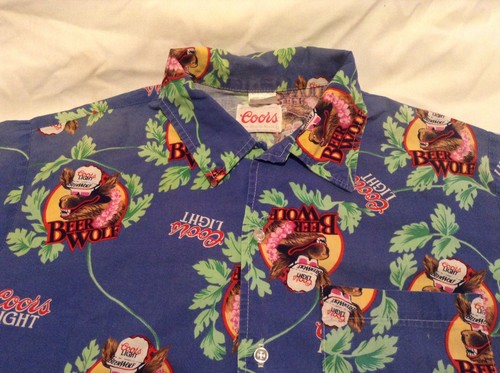 Very Rare Coors Light Beer Wolf Button Down Shirt