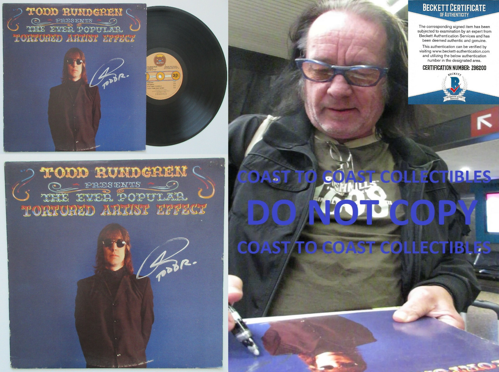 Todd Rundgren signed Tortured Artist Effect album vinyl record proof Beckett COA STAR Todd Rundgren signed Tortured Artist Effect album vinyl record proof Beckett COA STAR