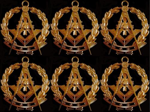 Masonic Collar Grand Past Master WREATH Jewel GOLDEN Freemason Mason 6PCS