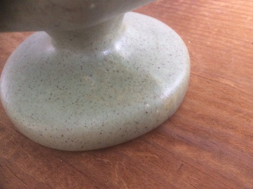VINTAGE Haeger USA Sage Green Speckled Pedestal Ceramic Planter Vase