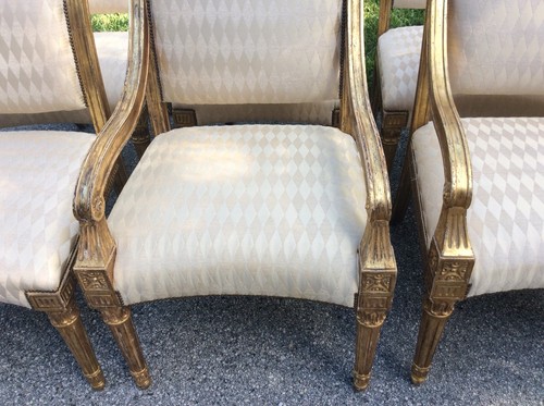Set of 8 Thomas W Morgan Italian Empire Dining Chairs 22k Gold Gilt Over 60k New