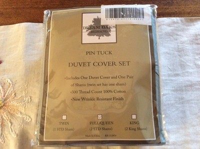 Dream Oaks Bedding Full/Queen Pin Tuck Green Duvet Cover Set New