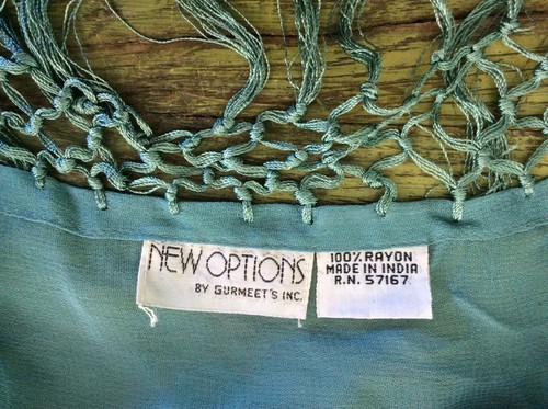 Celadon Rayon Chiffon Butterfly Sequined Fringed Shawl