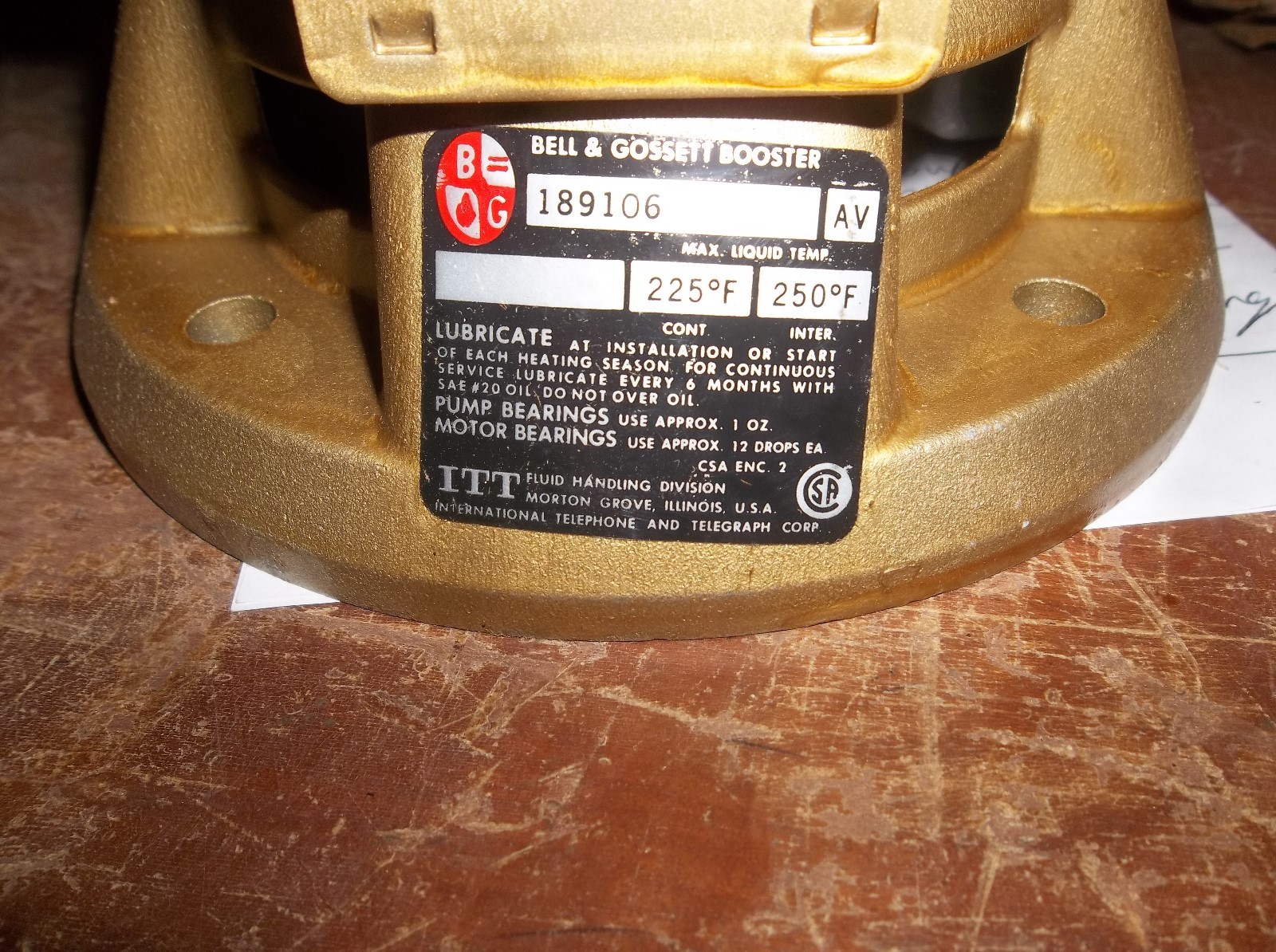 New Bell & Gossett Bearing Assenbly 189106, p77176, 189105, 102206