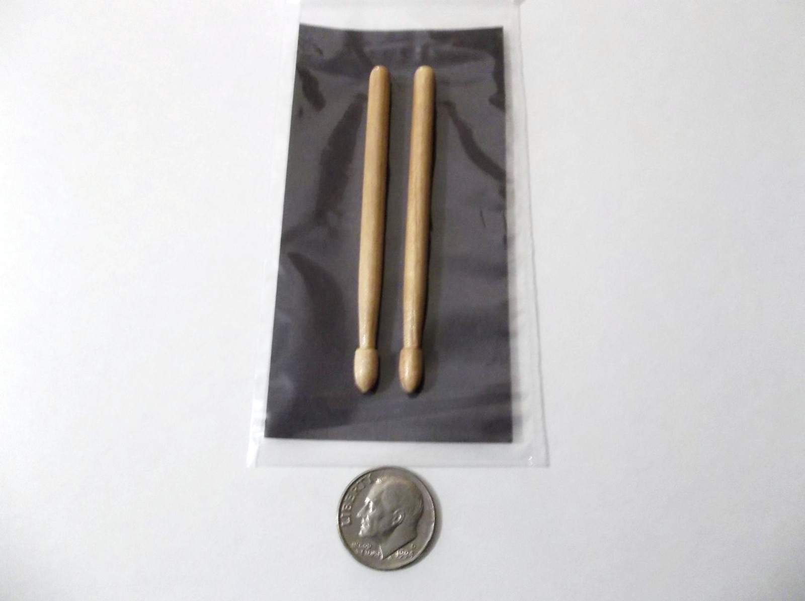 Miniature Drum Sticks Real Wood 1/Pair 1/6 Scale Doll Stage Display Size Set-New