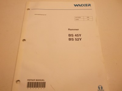 BS 45Y  BS 52Y Wacker Rammer Repair Manual    JJ1, used for sale  Shipping to Canada