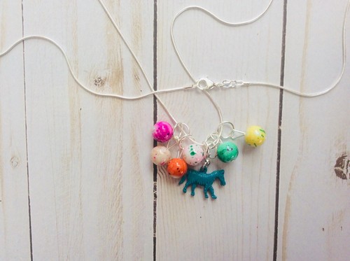 stitch markers Neckles, knitting Stitch Markers, Progress Keeper, Blue Zebra
