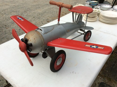 Vintage Keystone Pressed Steel Ride Em Fighter 293 Airplane Toy Truck Pedal Car