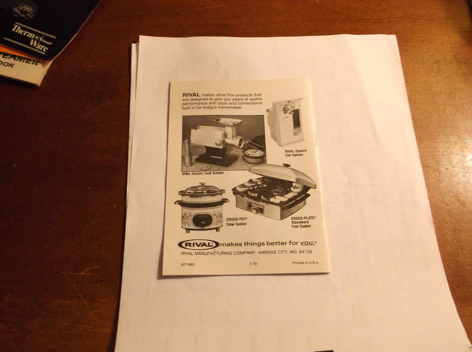 Vintage Rival Food Slicer Instruction and Idea Book, 1979