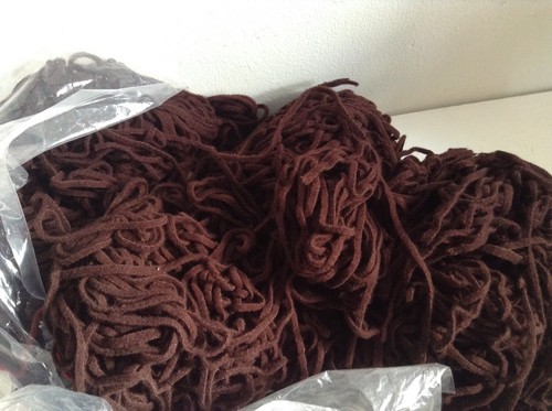 Primitive Rug Hooking Wool Large lot of Cut chocolate Brown strips 1/8 by 20