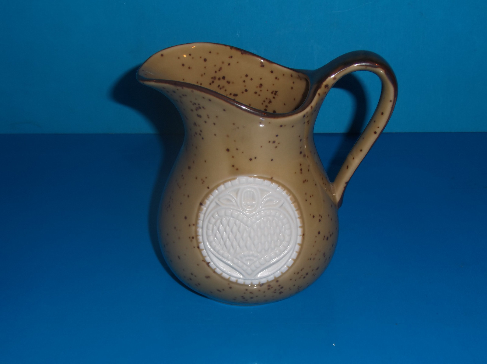 Stoneware Gravy Pitcher with Embossed White Heart 5 1/4