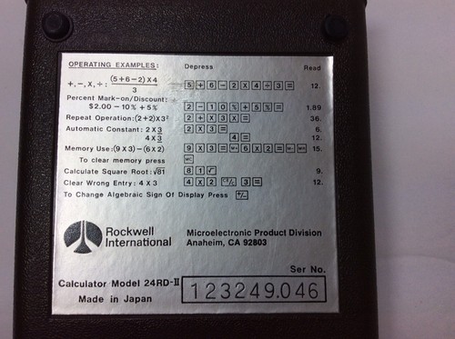 Vintage 1976 Rockwell 24RD Calculator With Case and Manual Fully Tested Works