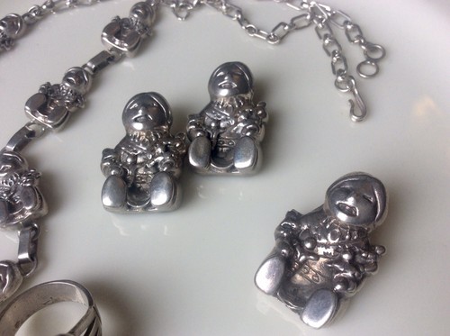 Carol Felley 4 Piece Sterling Silver Squash Blossom STORYTELLER Jewelry Set