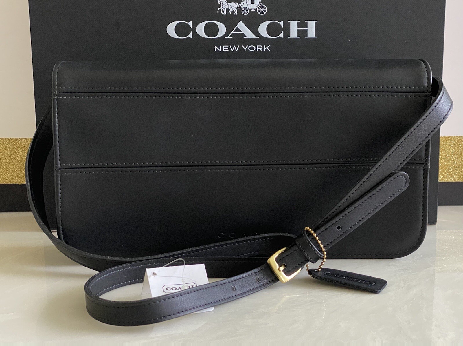 バッグ archive coach black leather studs bags Vintage Coach Bag Everett Crossbody Black Leather Purse USA