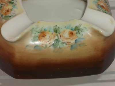 Stunning Art Old Floral Noritake Nippon Brown 4 Slot Cigarette Ash Tray Ashtray