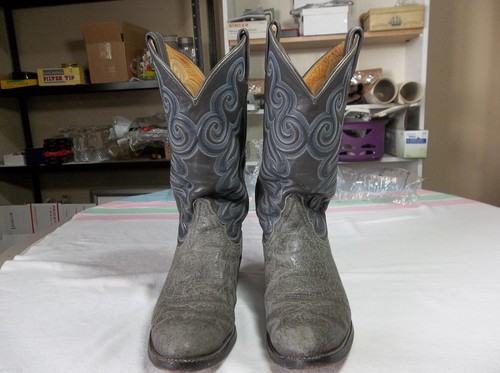 靴 vintage tony lama gray long boots Vintage Exotic Antelope Tony Lama Men's 8.5D Gray Grey Navy
